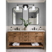 Toltec Odyssey 3-Light Bath Bar | Modern Matte Black and White Opal Glass | Bathroom Vanity & Powder Room | 7.25 x 9.75 in | Model 2613-MB-261