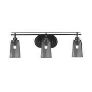 Toltec Odyssey 3-Light Bath Bar | Modern Matte Black and Smoke Bubble Glass | Bathroom Vanity & Powder Room | 7.25 x 9.75 in | Model 2613-MB-262