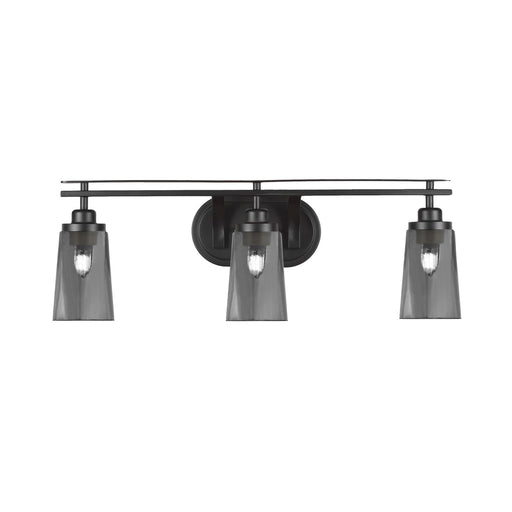 Toltec Odyssey 3-Light Bath Bar | Modern Matte Black and Smoke Bubble Glass | Bathroom Vanity & Powder Room | 7.25 x 9.75 in | Model 2613-MB-262