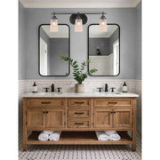 Toltec Odyssey 3-Light Bath Bar | Modern Matte Black Steel and Amber Gradient Glass | Bathroom Vanity & Powder Room | 7.25 x 9.75 in | Model 2613-MB-263