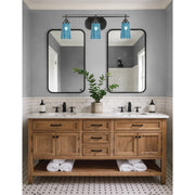 Toltec Odyssey 3-Light Bath Bar | Modern Matte Black Steel and Blue Gradient Glass | Bathroom Vanity & Powder Room | 7.25 x 9.75 in | Model 2613-MB-265