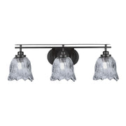 Toltec Odyssey 3-Light Bath Bar | Modern Matte Black Steel and Smoke Textured Glass | Bathroom Vanity & Powder Room | 8 x 9.75 in | Model 2613-MB-4232