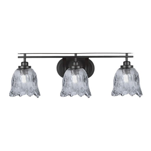 Toltec Odyssey 3-Light Bath Bar | Modern Matte Black Steel and Smoke Textured Glass | Bathroom Vanity & Powder Room | 8 x 9.75 in | Model 2613-MB-4232