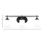 Toltec Odyssey 3-Light Bath Bar | Modern Matte Black Steel and White Opal Glass | Bathroom Vanity & Powder Room | 7.5 x 8.75 in | Model 2613-MB-5031