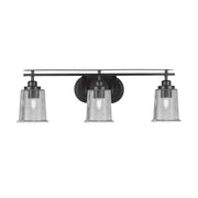 Toltec Odyssey 3-Light Bath Bar | Modern Matte Black Steel and Smoke Bubble Glass | Bathroom Vanity & Powder Room | 7.5 x 8.75 in | Model 2613-MB-5032
