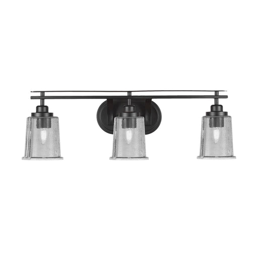 Toltec Odyssey 3-Light Bath Bar | Modern Matte Black Steel and Smoke Bubble Glass | Bathroom Vanity & Powder Room | 7.5 x 8.75 in | Model 2613-MB-5032