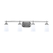 Toltec Odyssey 4-Light Bath Bar | Brushed Nickel and White Opal Glass | Bathroom Vanity & Double Sink | 7.25 x 9.75 in | Model 2614-BN-261