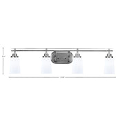 Toltec Odyssey 4-Light Bath Bar | Brushed Nickel and White Opal Glass | Bathroom Vanity & Double Sink | 7.25 x 9.75 in | Model 2614-BN-261