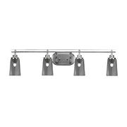 Toltec Odyssey 4-Light Bath Bar | Brushed Nickel and Smoke Bubble Glass | Bathroom Vanity & Double Sink | 7.25 x 9.75 in | Model 2614-BN-262