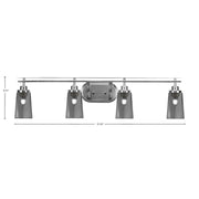 Toltec Odyssey 4-Light Bath Bar | Brushed Nickel and Smoke Bubble Glass | Bathroom Vanity & Double Sink | 7.25 x 9.75 in | Model 2614-BN-262