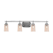 Toltec Odyssey 4-Light Bath Bar | Brushed Nickel and Amber Gradient Glass | Bathroom Vanity & Double Sink | 7.25 x 9.75 in | Model 2614-BN-263
