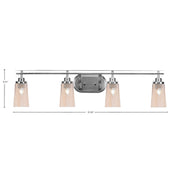 Toltec Odyssey 4-Light Bath Bar | Brushed Nickel and Amber Gradient Glass | Bathroom Vanity & Double Sink | 7.25 x 9.75 in | Model 2614-BN-263