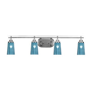Toltec Odyssey 4-Light Bath Bar | Brushed Nickel and Blue Gradient Glass | Bathroom Vanity & Double Sink | 7.25 x 9.75 in | Model 2614-BN-265