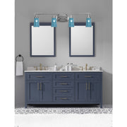 Toltec Odyssey 4-Light Bath Bar | Brushed Nickel and Blue Gradient Glass | Bathroom Vanity & Double Sink | 7.25 x 9.75 in | Model 2614-BN-265