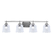 Toltec Odyssey 4-Light Bath Bar | Modern Brushed Nickel and Clear Lava Glass | Bathroom & Powder Room Vanity Light | 8 x 9.75 in | Model 2614-BN-4230