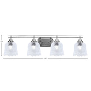 Toltec Odyssey 4-Light Bath Bar | Modern Brushed Nickel and Clear Lava Glass | Bathroom & Powder Room Vanity Light | 8 x 9.75 in | Model 2614-BN-4230