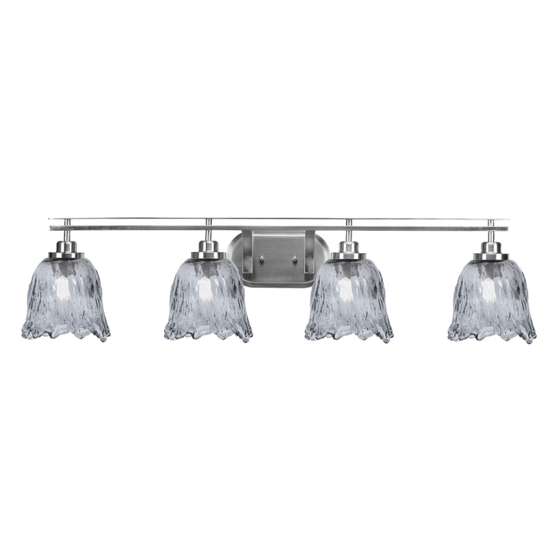 Toltec Odyssey 4-Light Bath Bar | Modern Brushed Nickel and Smoke Lava Glass | Bathroom & Powder Room Vanity Light | 8 x 9.75 in | Model 2614-BN-4232