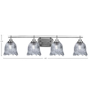 Toltec Odyssey 4-Light Bath Bar | Modern Brushed Nickel and Smoke Lava Glass | Bathroom & Powder Room Vanity Light | 8 x 9.75 in | Model 2614-BN-4232