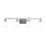 Toltec Odyssey 4-Light Bath Bar | Modern Brushed Nickel and White Opal Glass | Bathroom & Powder Room Vanity Light | 7.5 x 8.75 in | Model 2614-BN-5031