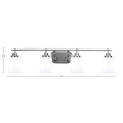 Toltec Odyssey 4-Light Bath Bar | Modern Brushed Nickel and White Opal Glass | Bathroom & Powder Room Vanity Light | 7.5 x 8.75 in | Model 2614-BN-5031