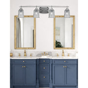 Toltec Odyssey 4-Light Bath Bar | Brushed Nickel and Smoke Bubble Glass | Bathroom Vanity & Double Sink | 7.5 x 8.75 in | Model 2614-BN-5032