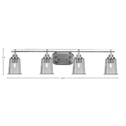 Toltec Odyssey 4-Light Bath Bar | Brushed Nickel and Smoke Bubble Glass | Bathroom Vanity & Double Sink | 7.5 x 8.75 in | Model 2614-BN-5032