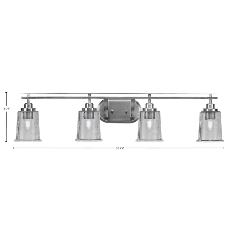 Toltec Odyssey 4-Light Bath Bar | Brushed Nickel and Smoke Bubble Glass | Bathroom Vanity & Double Sink | 7.5 x 8.75 in | Model 2614-BN-5032