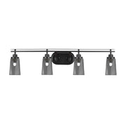 Toltec Odyssey 4-Light Bath Bar | Matte Black and Smoke Bubble Glass | Bathroom Vanity & Double Sink | 7.25 x 9.75 in | Model 2614-MB-262