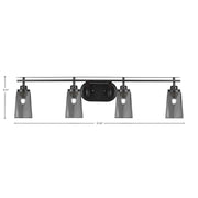 Toltec Odyssey 4-Light Bath Bar | Matte Black and Smoke Bubble Glass | Bathroom Vanity & Double Sink | 7.25 x 9.75 in | Model 2614-MB-262
