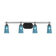 Toltec Odyssey 4-Light Bath Bar | Modern Matte Black Steel and Blue Gradient Glass | Bathroom Vanity & Powder Room | 7.25 x 9.75 in | Model 2614-MB-265