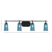 Toltec Odyssey 4-Light Bath Bar | Modern Matte Black Steel and Blue Gradient Glass | Bathroom Vanity & Powder Room | 7.25 x 9.75 in | Model 2614-MB-265