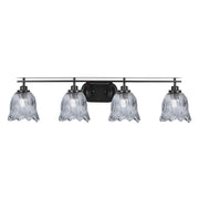 Toltec Odyssey 4-Light Bath Bar | Modern Matte Black Steel and Smoke Textured Glass | Bathroom Vanity & Powder Room | 8 x 9.75 in | Model 2614-MB-4232