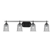 Toltec Odyssey 4-Light Bath Bar | Modern Matte Black Steel and Smoke Bubble Glass | Bathroom & Double Vanity | 7.5 x 8.75 in | Model 2614-MB-5032