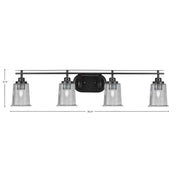 Toltec Odyssey 4-Light Bath Bar | Modern Matte Black Steel and Smoke Bubble Glass | Bathroom & Double Vanity | 7.5 x 8.75 in | Model 2614-MB-5032