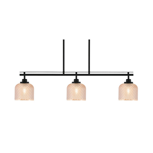 Toltec Odyssey 37.75in 3-Light Island Light | Modern Matte Black Steel and Amber Textured Glass | Kitchen Island & Dining Room | 37.75 x 6 x 8.5 in | Model 2636-MB-4613