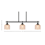 Toltec Odyssey 37.75in 3-Light Island Light | Modern Matte Black Steel and Amber Textured Glass | Kitchen Island & Dining Room | 37.75 x 6 x 8.5 in | Model 2636-MB-4613