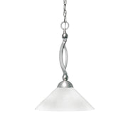 Toltec Bow 16in 1-Light Pendant | Modern Brushed Nickel and White Marble Glass | Kitchen Island & Dining Room | 16 x 16 x 20 in | Model 271-BN-2161