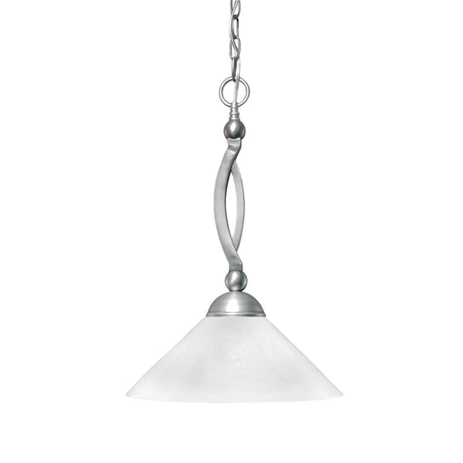 Toltec Bow 16in 1-Light Pendant | Modern Brushed Nickel and White Marble Glass | Kitchen Island & Dining Room | 16 x 16 x 20 in | Model 271-BN-2161