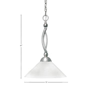 Toltec Bow 16in 1-Light Pendant | Modern Brushed Nickel and White Marble Glass | Kitchen Island & Dining Room | 16 x 16 x 20 in | Model 271-BN-2161