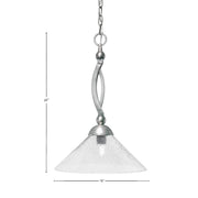 Toltec Bow 16in 1-Light Pendant | Brushed Nickel Steel and Smoke Bubble Glass | Kitchen Island & Dining Room | 16 x 16 x 20 in | Model 271-BN-2162