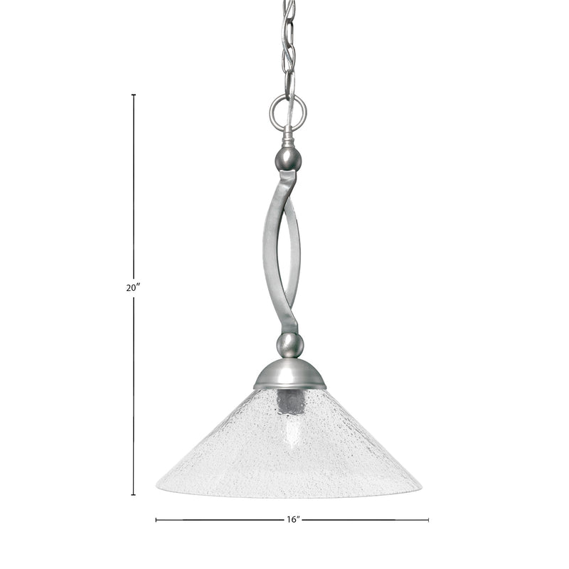 Toltec Bow 16in 1-Light Pendant | Brushed Nickel Steel and Smoke Bubble Glass | Kitchen Island & Dining Room | 16 x 16 x 20 in | Model 271-BN-2162