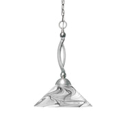 Toltec Bow 16in 1-Light Pendant | Brushed Nickel Steel and Onyx Swirl Glass | Kitchen Island & Dining Room | 16 x 16 x 20 in | Model 271-BN-2169