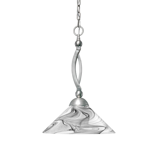Toltec Bow 16in 1-Light Pendant | Brushed Nickel Steel and Onyx Swirl Glass | Kitchen Island & Dining Room | 16 x 16 x 20 in | Model 271-BN-2169
