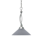 Toltec Bow 16in 1-Light Pendant | Brushed Nickel Steel and Gray Matrix Glass | Kitchen Island & Dining Room | 16 x 16 x 19.25 in | Model 271-BN-4012