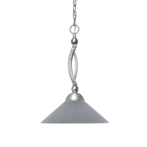 Toltec Bow 16in 1-Light Pendant | Brushed Nickel Steel and Gray Matrix Glass | Kitchen Island & Dining Room | 16 x 16 x 19.25 in | Model 271-BN-4012