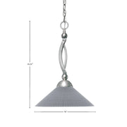Toltec Bow 16in 1-Light Pendant | Brushed Nickel Steel and Gray Matrix Glass | Kitchen Island & Dining Room | 16 x 16 x 19.25 in | Model 271-BN-4012