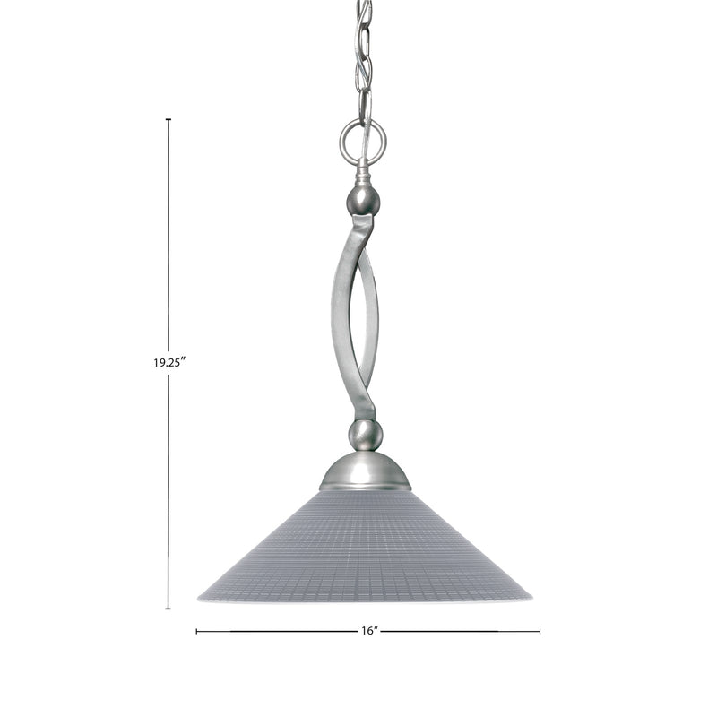 Toltec Bow 16in 1-Light Pendant | Brushed Nickel Steel and Gray Matrix Glass | Kitchen Island & Dining Room | 16 x 16 x 19.25 in | Model 271-BN-4012