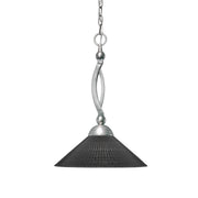 Toltec Bow 16in 1-Light Pendant | Brushed Nickel Steel and Black Matrix Glass | Kitchen Island & Dining Room | 16 x 16 x 19.25 in | Model 271-BN-4019
