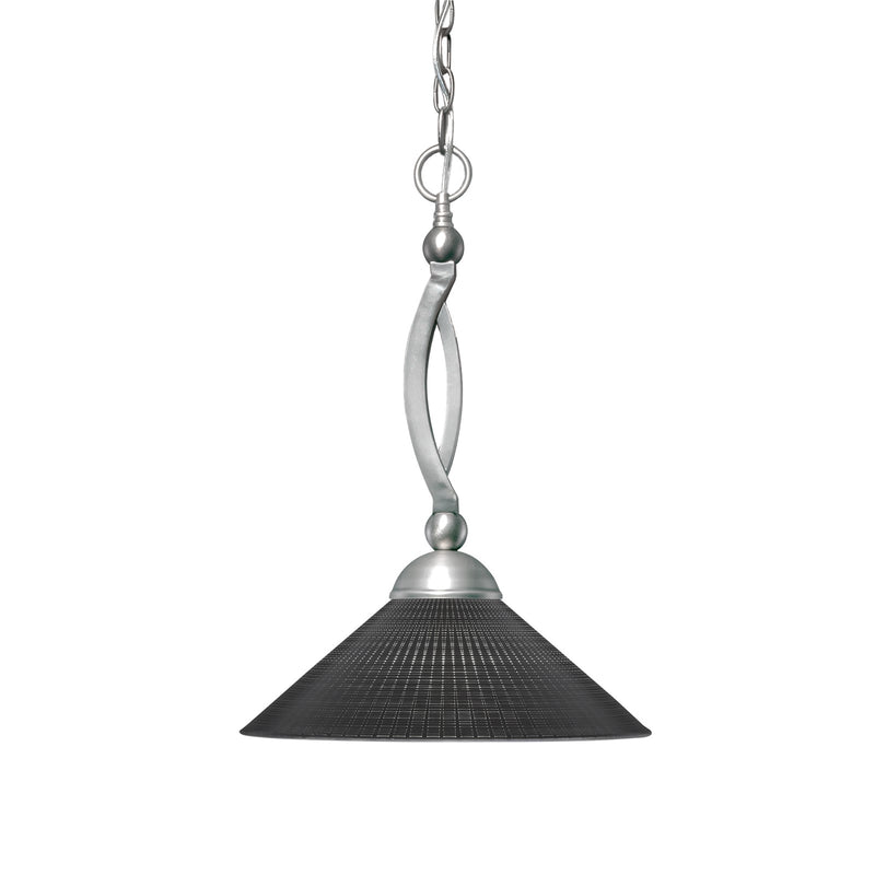 Toltec Bow 16in 1-Light Pendant | Brushed Nickel Steel and Black Matrix Glass | Kitchen Island & Dining Room | 16 x 16 x 19.25 in | Model 271-BN-4019