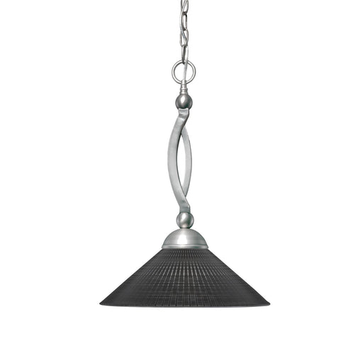 Toltec Bow 16in 1-Light Pendant | Brushed Nickel Steel and Black Matrix Glass | Kitchen Island & Dining Room | 16 x 16 x 19.25 in | Model 271-BN-4019